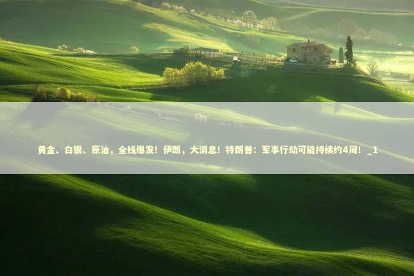 黄金、白银、原油，全线爆发！伊朗，大消息！特朗普：军事行动可能持续约4周！_1