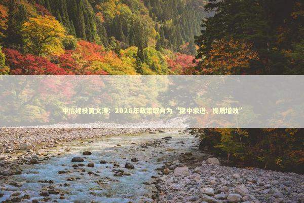 中信建投黄文涛：2026年政策取向为“稳中求进、提质增效”